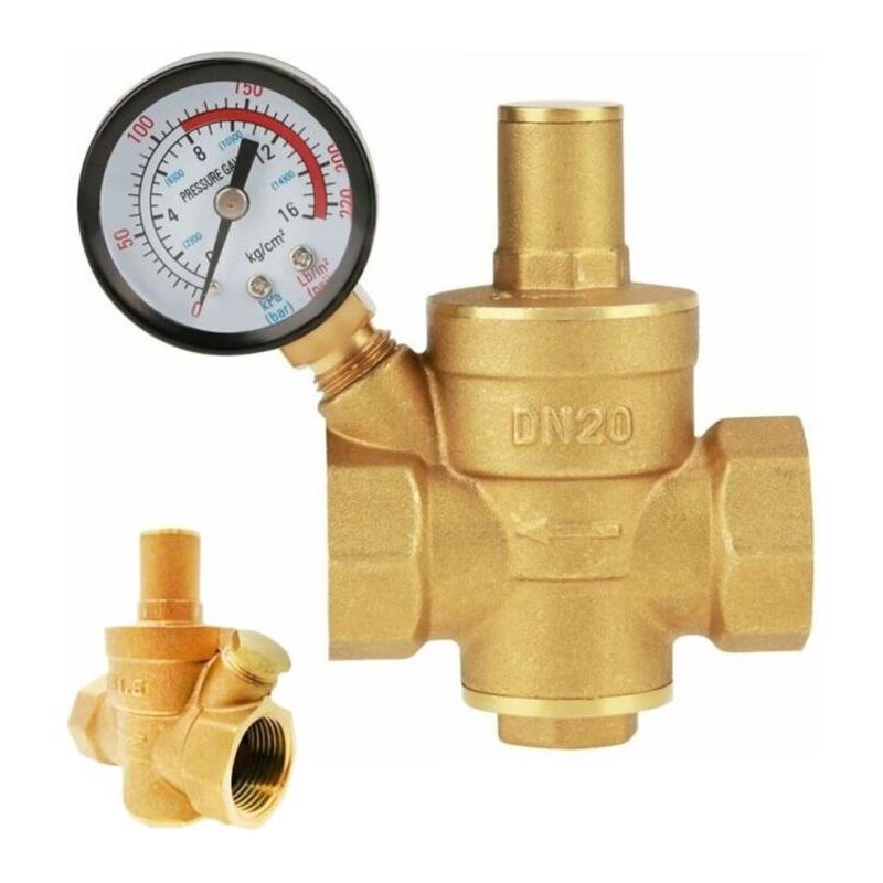 Einstellbarer Messing-wasserdruckminderer Dn20 – Mit Integriertem Manometer – Max. Belastung 16 Kg/cm² – Eingangsdruck 1,6 Mpa - Dn20-3