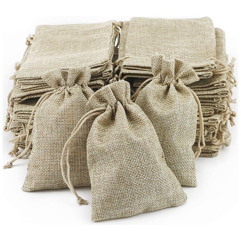 100 Stück Jutesäckchen, Kleine Stoffbeutel, 100 Stück Leinenbeutel, Jute-leinwandbeutel, Lavendel-hochzeits-geschenkbeutel, Kleine Geschenkbeutel Für Schmuck (13,5 X 9,5 Cm)