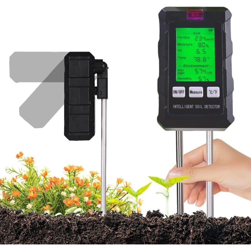 6-in-1 Pflanzen-feuchtigkeitsmesser Mit Bodendüngung, Feuchtigkeit, Ph-wert, Temperatur, Sonnenlicht Und Umgebungsfeuchtigkeit, Boden-hygrometer Für Gartenbau, Landwirtschaft Und Outdoor-pflanzen