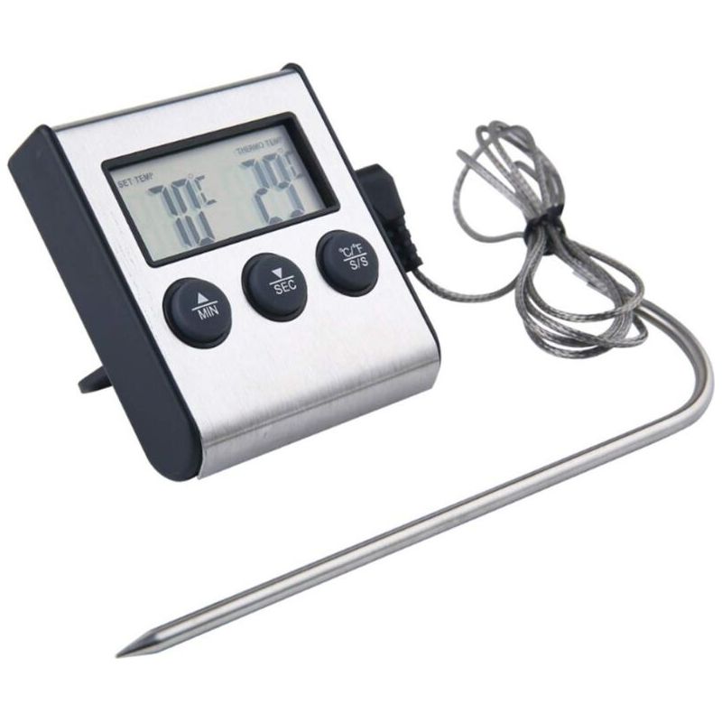 Digitales Lebensmittelthermometer Mit Sonde – Einstellbarer Temperaturalarm – Fahrenheit/celsius-umwandlung – Für Fleisch, Wasser, Milch, Wein