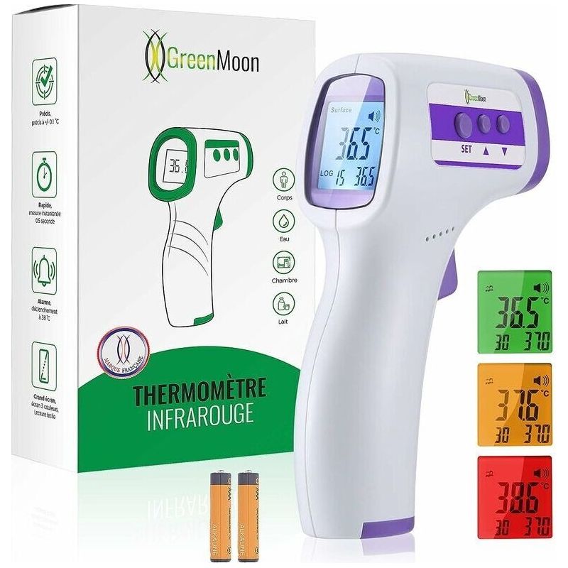 Berührungsloses Infrarot-thermometer – Hochwertiger Lcd-bildschirm – Speichert Bis Zu 40 Messungen – Stummer Modus Für Kinder