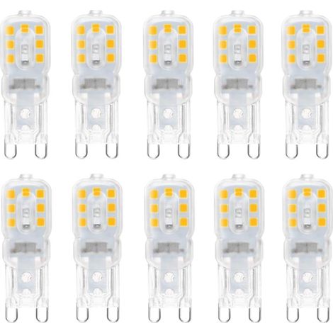 10 Led-g9-glühbirnen, 3 W, Entsprechen 33-w-halogenlampen, Warmweißes Licht 3000 K, Nicht Dimmbar, 360°-abstrahlwinkel