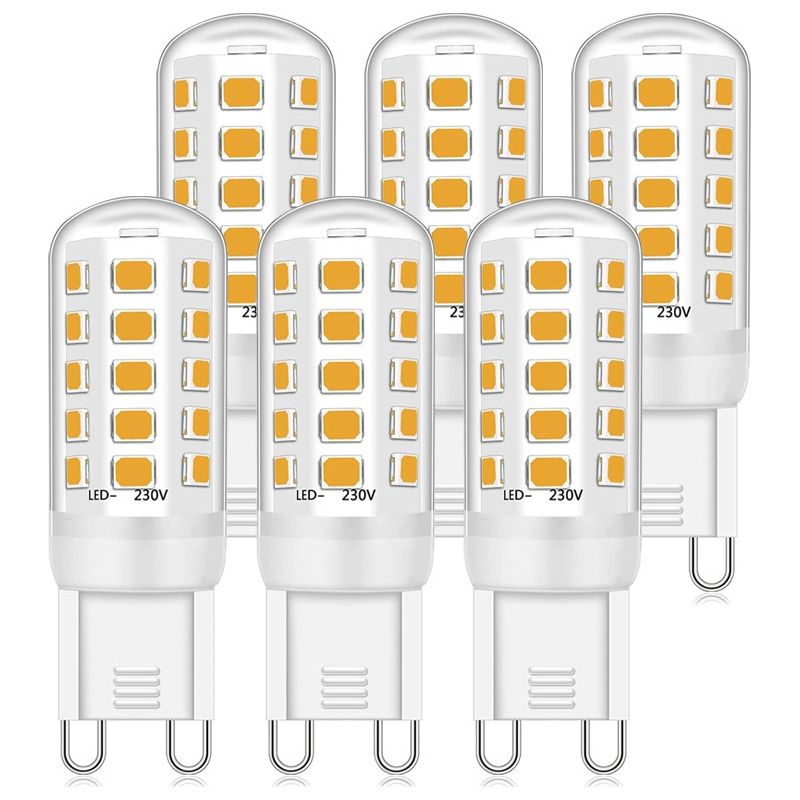 6er-pack Led-glühbirnen G9 3w, 350lm, Entspricht 40w Halogen, Kaltweiß 6000k, 220-240v, Cri 82, Nicht Dimmbar, Energieeffizient, Keramiksockel, Standard-g9-fassung