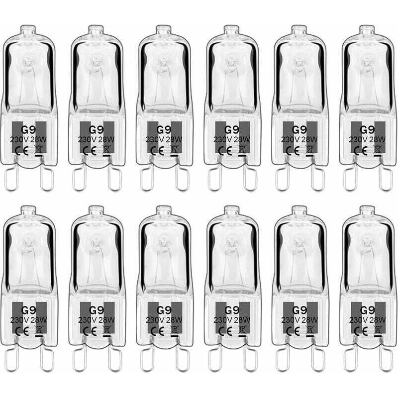 12 Stück G9 Halogenlampen, G9 Glühbirnen 230v 28w 480lm, 2800k Warmweiß, Dimmbare Kapselglühbirnen, Flimmerfrei [energieeffizienzklasse G]