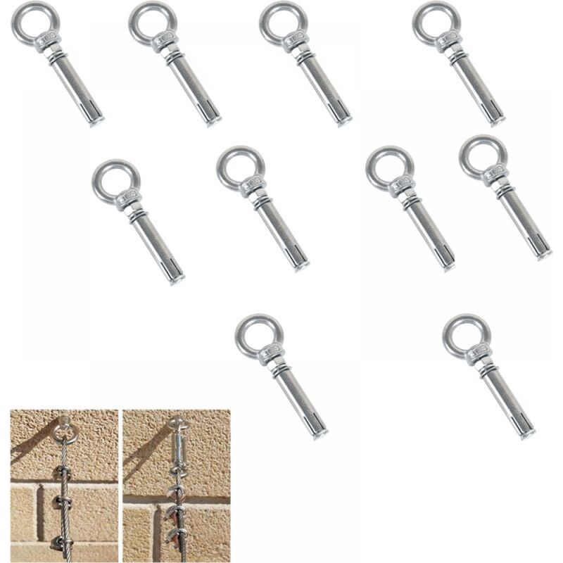 10er-pack M8 X 60mm Expansionsbolzen, Stahlhülse, Ösenschraube Aus Edelstahl 304, Betonanker, Augenschrauben, Dübel