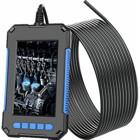 Industrie-endoskop, Digitale Hd-1080p-inspektionskamera, 4,3-zoll-bildschirm, Wasserdichte 5,5-mm-schlangenkamera Mit 6 Led-leuchten, 2 M Halbstarrer Kabel – Blau