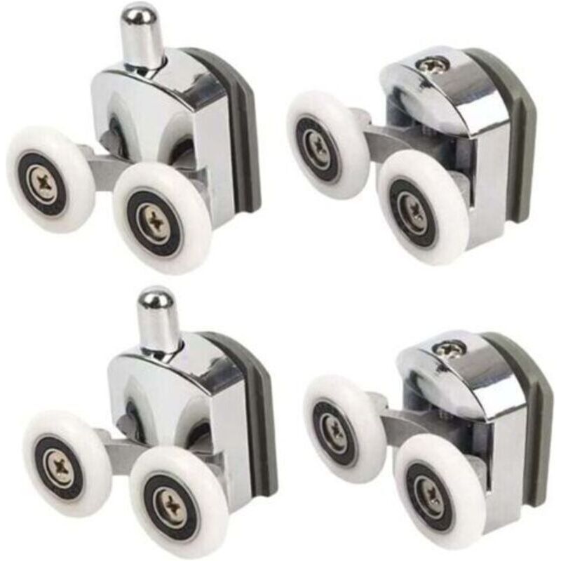 4er-set Duschglasrollen – Obere Und Untere Doppelrollen – Für 4 Bis 6 Mm Dickes Glas – Durchmesser 23 Mm