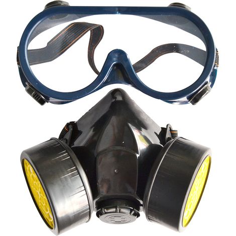 Wiederverwendbare Atemschutzmaske – Doppelte Filtration 97 % – Schutzbrille Enthalten – Für Malerarbeiten Und Mechanische Arbeiten
