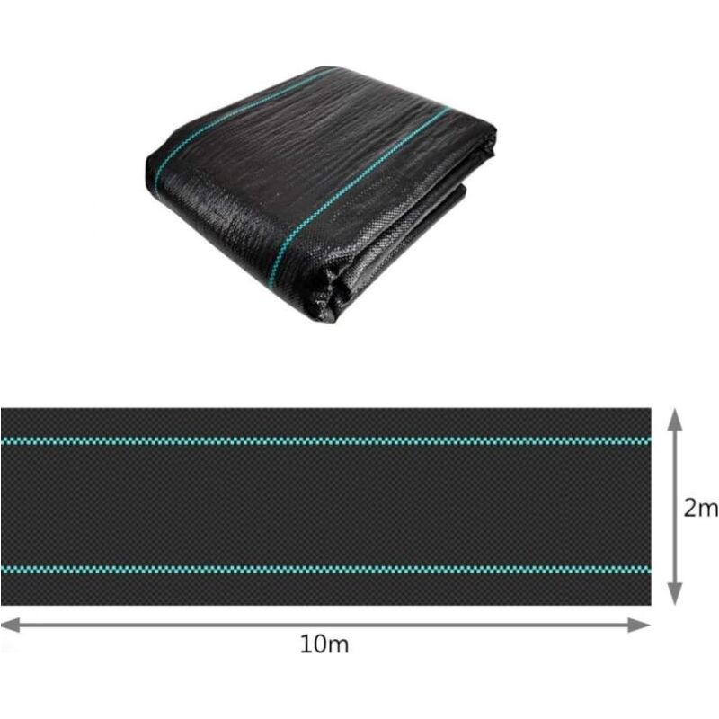Unkrautvlies 10mx2m Aus Gewebten Polypropylenfasern, Uv-beständig, 100g/m², Reißfest Mit Hoher Stabilisierung