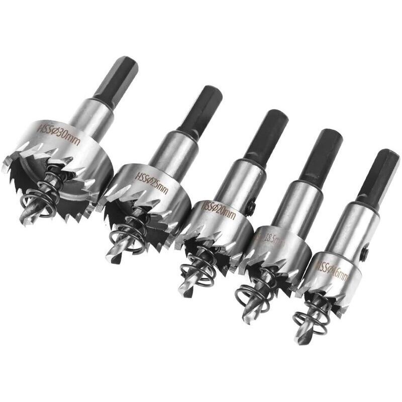 Lochsägeset, 5-teilig, Lochsägen Aus Kobalt-hss, 16/18,5/20/25/30 Mm, Lochsägen Aus Schnellarbeitendem Legierungsstahl, Für Stahl, Edelstahl, Geeignet Für Holz, Kunststoff, Metall