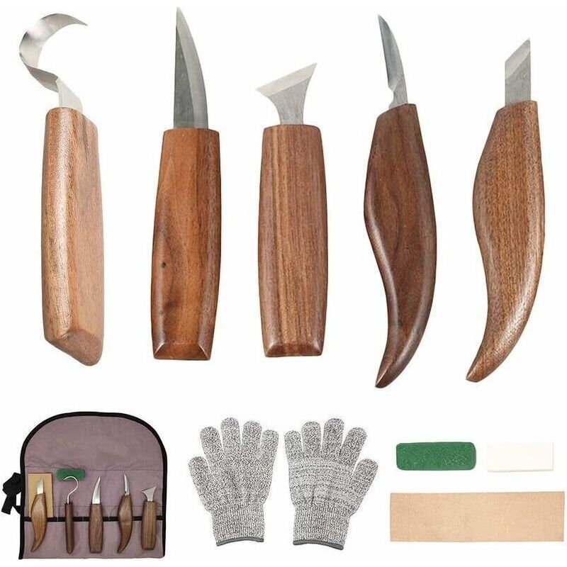 10 Stück Holzskulpturwerkzeuge Aus Kohlenstoffstahl, Satz Von Holzschnitzwerkzeugen Mit Hakenmesser Und Schnitzmesser, Professionelle Holzgravurwerkzeuge Für Die Arbeit