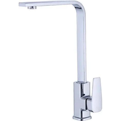 Quadratischer Küchenwasserhahn, Warmer Und Kalter Küchenspülen-wasserhahn, Flaches Rohr Mit Kupferbasis, Glänzendes Silber