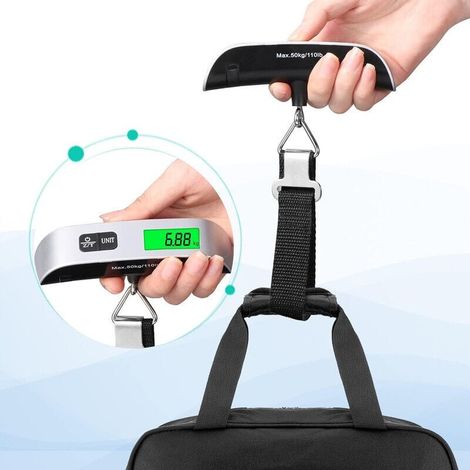 Elektronische Gepäckwaage, Tragbare Kofferwaage Für Reisen, Mit Temperaturmessfunktion Und Tarafunktion, Max. 50 Kg/110 Lb Für Reisen