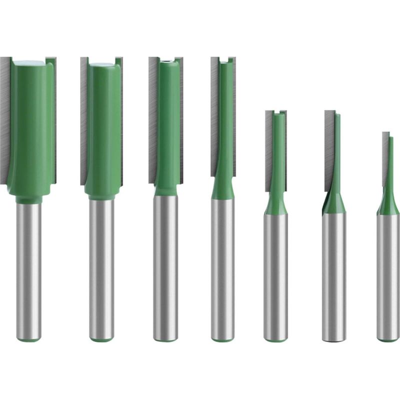 7-teiliges Set Gerade Fräser Mit 6 Mm Schaft, Holzfräser, Wolframkarbid, Werkzeug, Einzel- Und Doppelschneidiger Router, 3mm 4mm 5mm 6mm 8mm 10mm 12mm