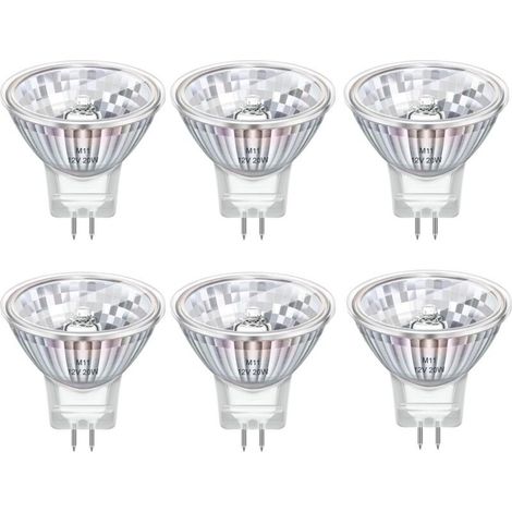 Mr11 Gu4 Reflektor-spotlampen, 20w 12v, Dimmbar, Warmweiß 2800k, Mit Glasabdeckung, Durchmesser 34mm, 2-stift-sockel, Für Schrankbeleuchtung Und Einbauleuchten, 6er-pack