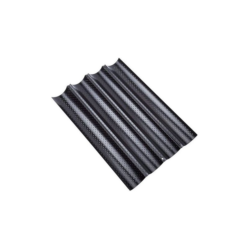 Perforiertes Backblech Für 4 Baguettes, Antihaft-backform, Beidseitig Verwendbar Für Kekse Und Gebäck, 38x33cm, Farbe Schwarz