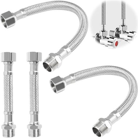 4 Stück Flexible Wasserhahnanschluss-schläuche, 10 Cm/20 Cm Flexibler Schlauch 3/8", Geflochtener Edelstahl-schutzschlauch Für Das Badezimmer