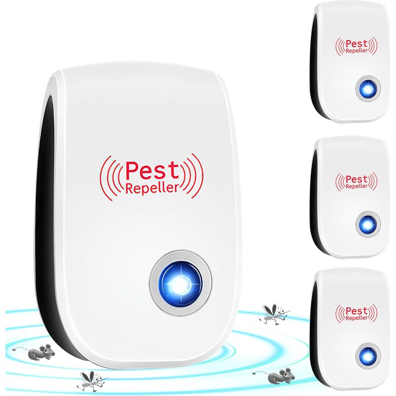 Ultraschall-schädlingsabwehr, 4er-pack Ultraschall-repellent Gegen Nagetiere Und Insekten, Ultraschall-mückenschutz, Innenraum-ultraschall-mäuseabwehr, Ultraschall-schädlingsvertreiber, 9 X 5,5 X 6,5
