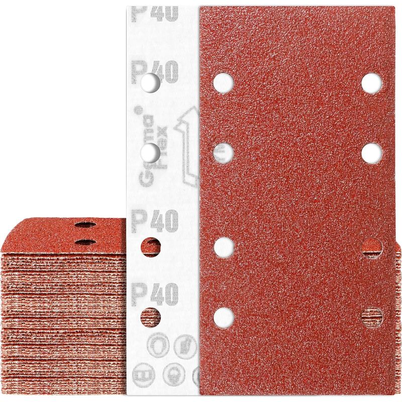 65 Schleifblätter 93x185mm Korn 40 Sandpapier 8 Löcher Rechteckig Für Schwingschleifer