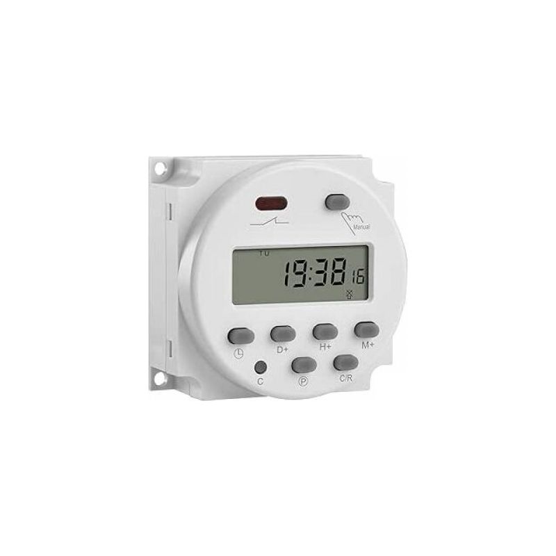 Digitales Lcd-mini-wochenzeitschaltrelais 12 V Mit Netzschalter Und Wasserdichtem Deckel (weiß)