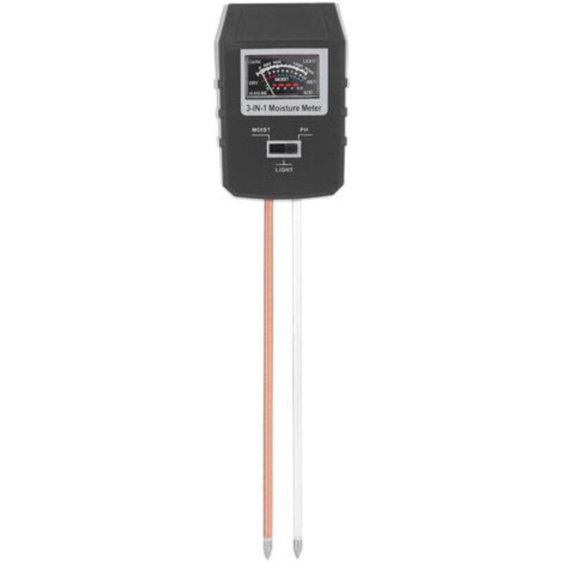 3-in-1-bodentester Mit Großem Display - Ph-wert, Feuchtigkeit Und Helligkeit Messen - Schwarz