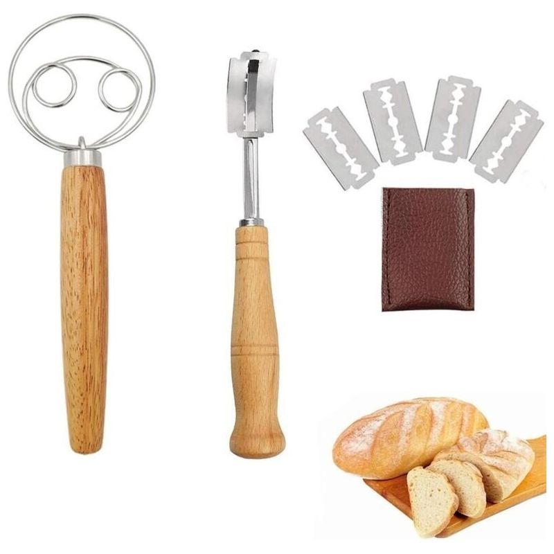 Dänischer Schneebesen, 23 Cm, Mit Teigschaber, Holländischer Brotschneebesen Mit Haken Aus Edelstahl, Sauerteigschneebesen Zum Backen, Werkzeug Zum Schlagen Von Brotteig