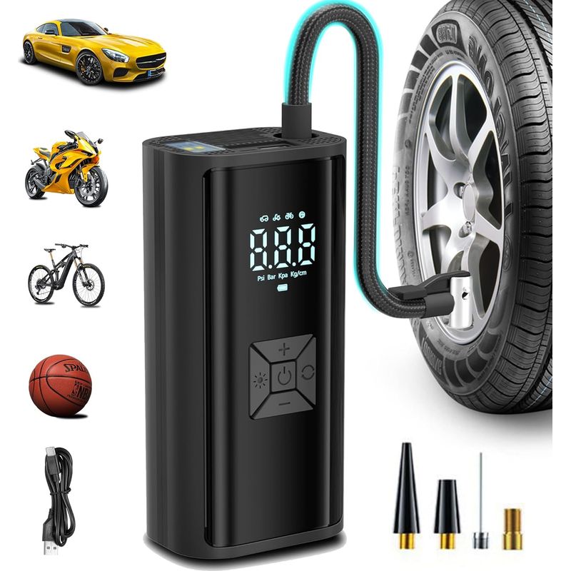 Kabelloser Autoreifen-luftkompressor, 150 Psi Tragbarer Luftkompressor Für Reifen, Led Und Automatische Abschaltung, Elektrischer Fahrrad-luftkompressor, Auto Motorrad Fahrrad Ballon