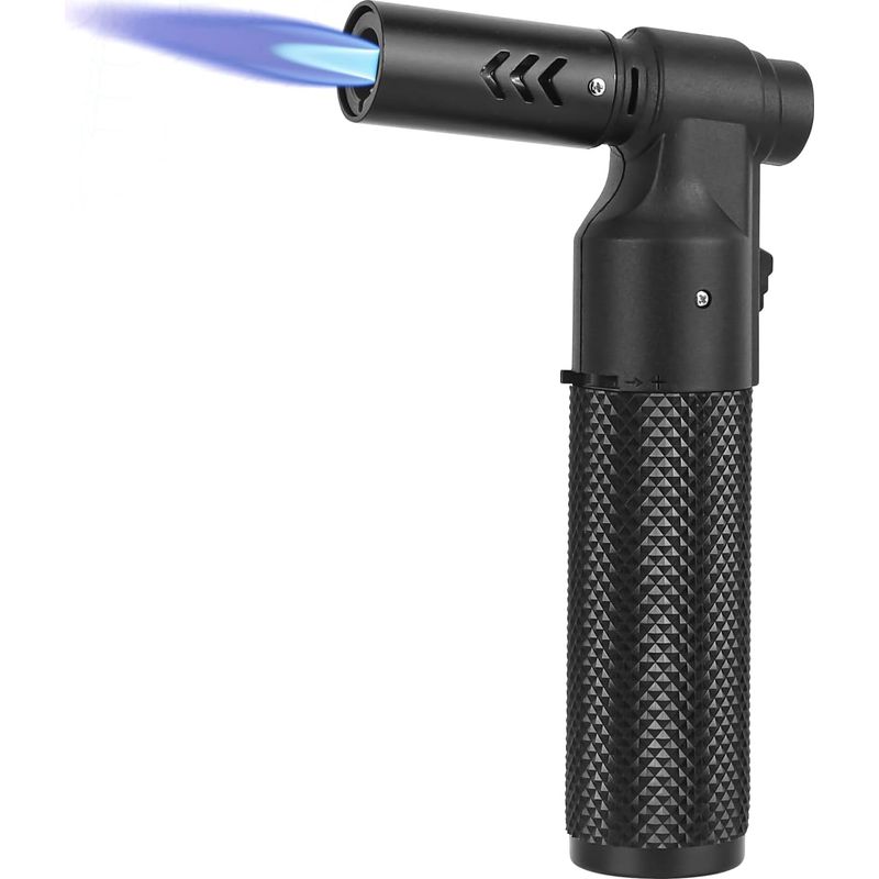Küchenbrenner Mit Butangas - Feuerzeug - Wiederaufladbar - Tragbar - Einstellbarer Mini-butanbrenner (ohne Gas) (schwarz)