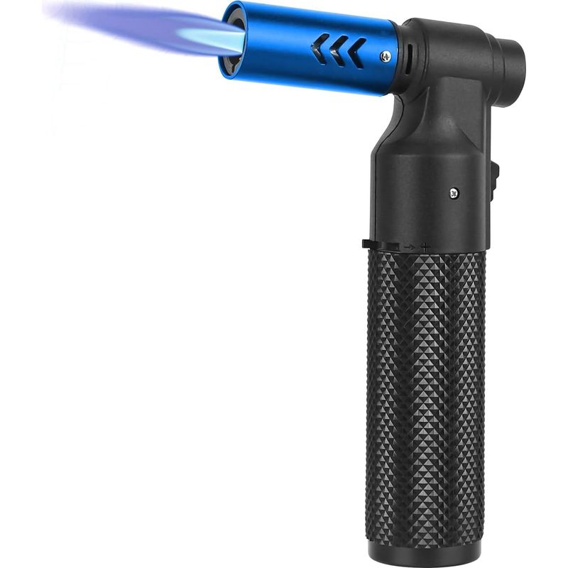 Küchenbrenner Mit Butangas - Feuerzeug - Wiederaufladbar - Tragbar - Einstellbarer Mini-butanbrenner (ohne Gas) (blau)