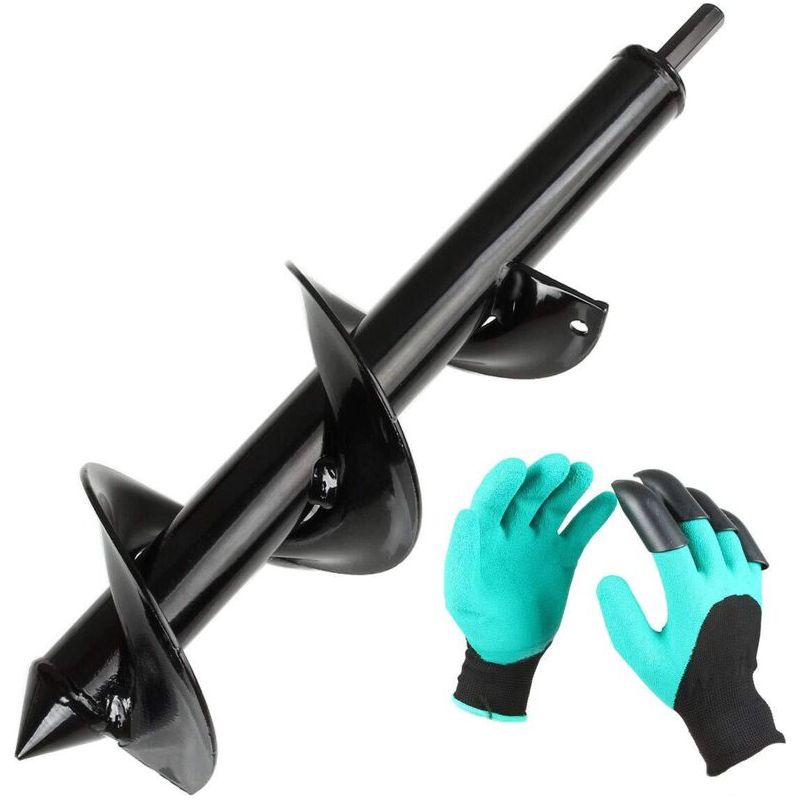 Ausgewählter Erdbohrer Für Bohrmaschine, Garten-bohrkopf Ø 83mm + Handschuhe, Garten-erdbohrer Für Elektroschrauber, Praktisches Pflanzwerkzeug Zum Pflanzen Von Blumen, Bäumen Und Sträuchern