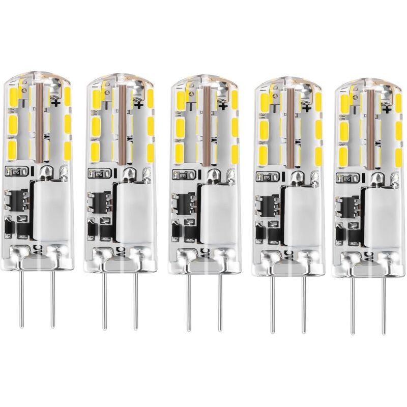 5er-pack Led-g4-lampen 12 V Tageslichtweiß 6000 K 1,24 W Ac/dc 12 V Ersatz Für 20-w-halogenlampen G4-sockel Zweistift-typ Jc Energiesparlampe Nicht Dimmbar [energieeffizienzklasse C]
