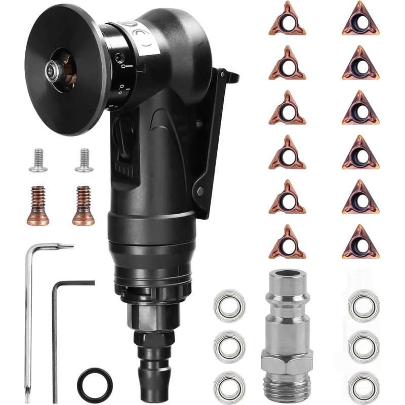 Pneumatische Mini-fräsmaschine, Pneumatisches Hand-fräsgerät, 30.000 U/min, 45° Bogenwinkel Mit 6,35 Mm Lufteinlass Zum Entgraten Von Fasen (c- Und R-winkelklingen)