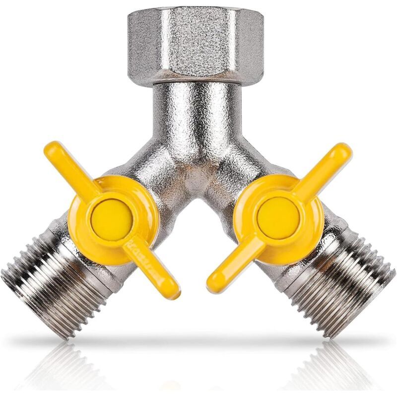 Rechange Ventil 1/2 Zoll Y-anschluss Messing 3-wege-ventil Als Duschkopfadapter, Absperrhahn, Gashahn, Teiler, Messing-schlauchverteiler Für Duschkopf Und Duscharm