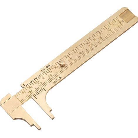Praktischer Messschieber Aus Messing - Doppelskalen-messwerkzeug - Mini-taschenlineal Aus Messing (doppelskala 100 Mm)