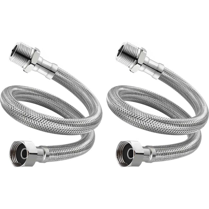 2 Stück Flexible Anschlussschläuche Für Wasserhähne, Geflochtene Edelstahl-verlängerungsschläuche Für Waschbecken, Geeignet Für Badezimmer-wasserhähne, Toilettenspülungen Und Küchenarmaturen, Wasserei