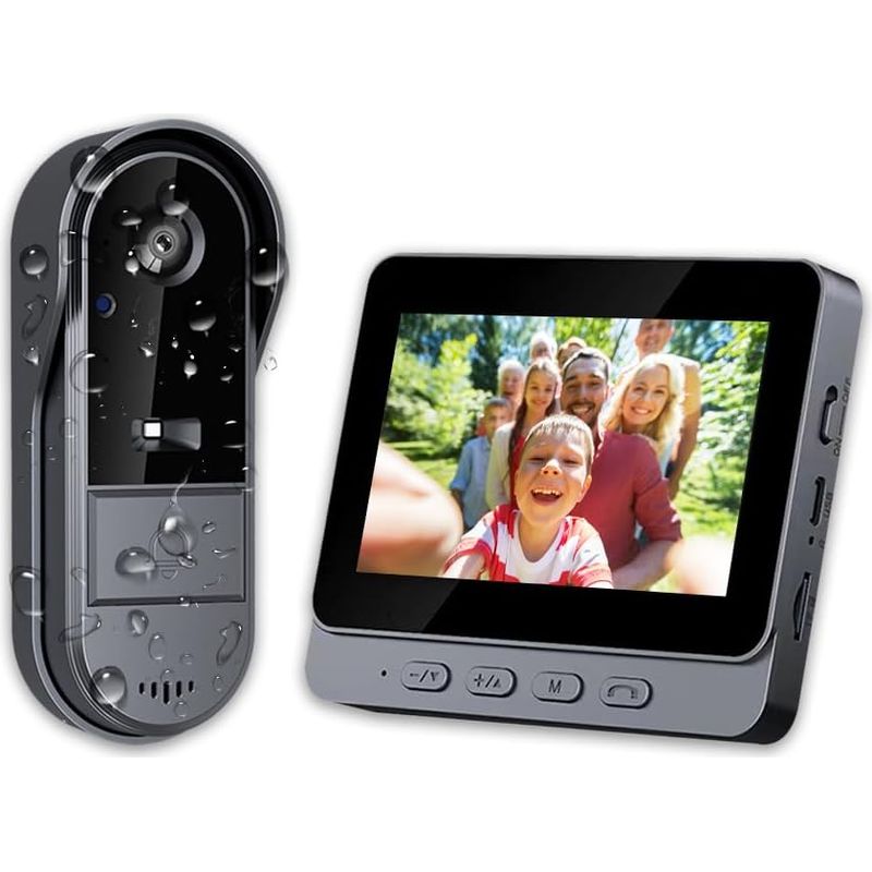 Kabellose Türklingel Mit 1080p Kamera, Ip65 Wasserdicht, Video-gegensprechanlage Für Außen Mit 4,3-zoll-bildschirm, 170° Sichtwinkel, Nachtsichtfunktion, Video-intercom Für Das Haus, Ohne Wifi Und App