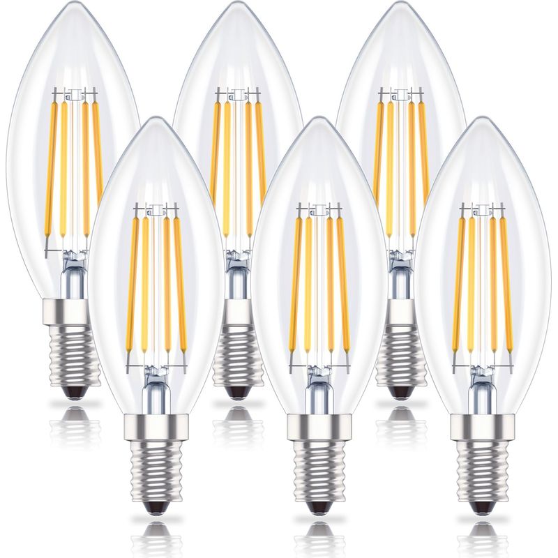 6er-pack Led-kerzenlampen E14 Warmweiß - Warmweiß (2700 K) - 4 W - Ersetzt 40-w-glühlampe - 400 Lm [energieeffizienzklasse F]