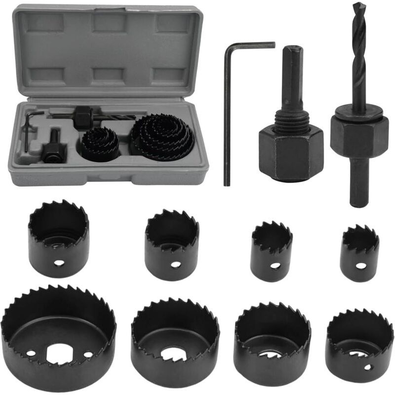11-teiliges Lochsägen-set, 19 Mm–64 Mm Holzlochsaegen Für Trockenbau, Lochsägenset Zum Präzisen Bohren Von Löchern In Dünnes Holz, Pvc-platten Und Kunststoff