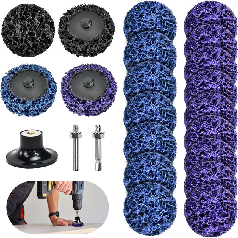 20 Stück Csd-scheiben, 50 Mm, Grobe Reinigungsscheiben, Schleifscheiben Für Kabellose Schrauber Und Bohrmaschinen Mit 2 Schnellwechselstangen Und Hoher Kompatibilität