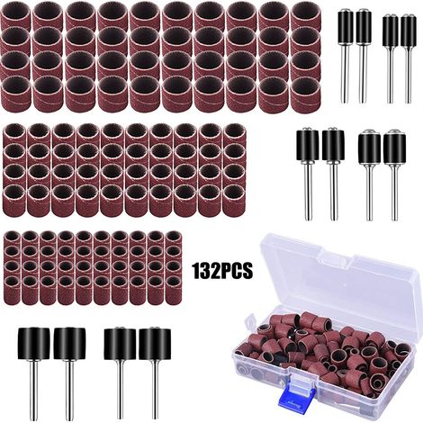 132 Stück Schleiftrommeln Mit Gratis-box, Einschließlich 120 Stück Schleifbänder Und 12 Stück Trommelspannfutter Für Drehwerkzeuge