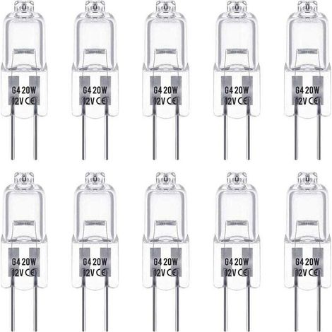 G4-halogenlampen, 12v 20w Halogen-stiftsockellampe, Warmweiß 2800k, Dimmbar, G4-niedervolt-halogenlampe, Transparente Kapsellampe, 10er-pack