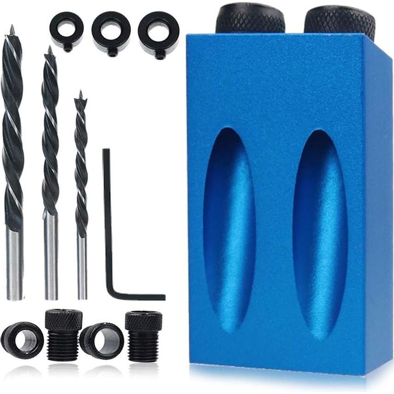 Holzarbeits-winkelmesser Für Schienenverbindungen, Holzwerkzeug-positionierer – 14-teiliges Set, Taschenlochzange, 15-grad-schräglochzange Für Holzarbeiten, 6/8/10 Mm