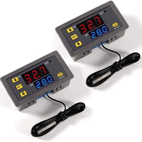 2 Stück Digitaler Temperaturregler W3230 Dc 12 V, Thermostat-schalter Mit Led-anzeige 20 A Mit Ntc 10 K Sensorsonde, Bereich Von -50 ℃ Bis 110 ℃