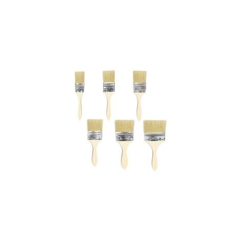 6-teiliges Malpinsel-set, Holzgriff-malpinsel Für Lacke, Mit Flachen Borsten, Ideal Zum Streichen Von Schuppen, Beizen, Lacken Und Klebern (1", 1,5", 2", 2,5", 3", 4")