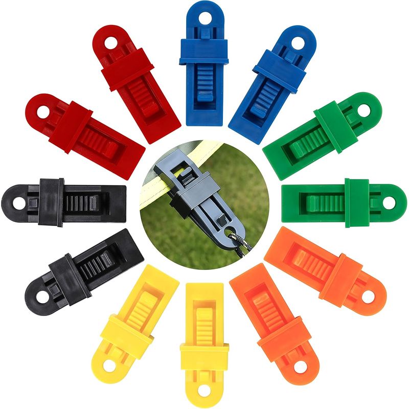 Multifunktionaler Zeltclip, Zeltklammern Aus Kunststoff, Planenclip Für Outdoor, Camping, Aktivitäten Und Wandern, 12 Stück (mehrfarbig)