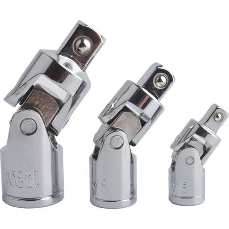 Gunpla Kardangelenk-stecknüsse Universalgelenk Verstärker Reduzieradapter Schwenkbar Für Motor Cr-v Stahl Verchromt 3 Stück Silber 6,3mm/10mm/12,5mm