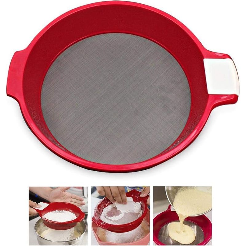 Feinmaschiges Edelstahl-mehlsieb Für Lebensmittel, Tee, Zucker Und Mehl - 21,6 X 17 Cm