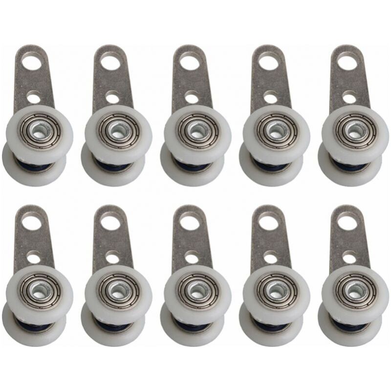 Satz Mit 10 Rollen Für Schiebetüren Oder Glasschiebetüren - Aus Metall Und Kunststoff - 4,5 X 1,9 Cm