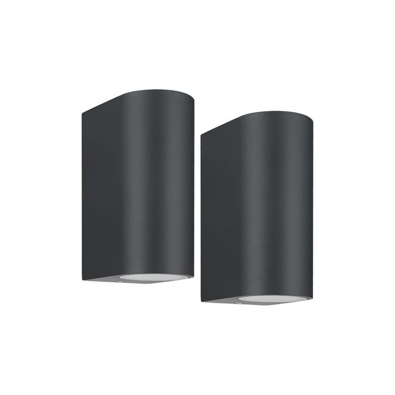 2er-set Außenwandleuchten, Anthrazitfarben, Gu10 Up-down, Elektrische Außenwandleuchten, Wasserdicht Ip44 Aus Aluminium, Netzanschluss Für Patio, Terrasse, Balkon, Veranda