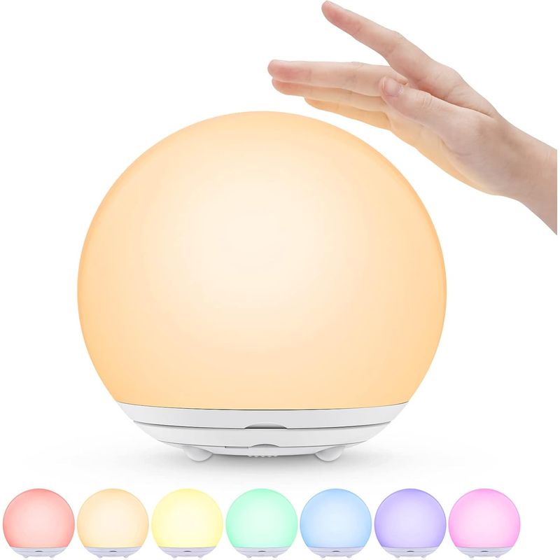 Nachtlicht, Usb-aufladbare Nachttischlampe Mit Dimmbarem, Progressivem Warmem Licht & 7-farben-licht, Berührungsempfindlich Und Mit Timer